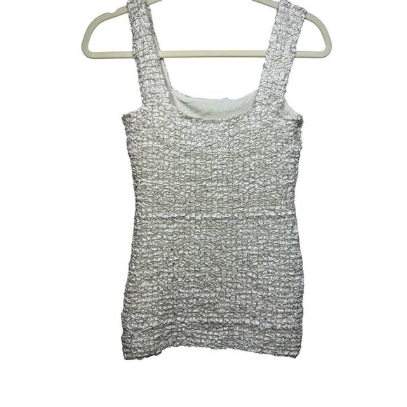 Nanushka Cadao Dribbled Ribbon Top in Ivory Champagne NWT Sz. S - Picture 4 of 7